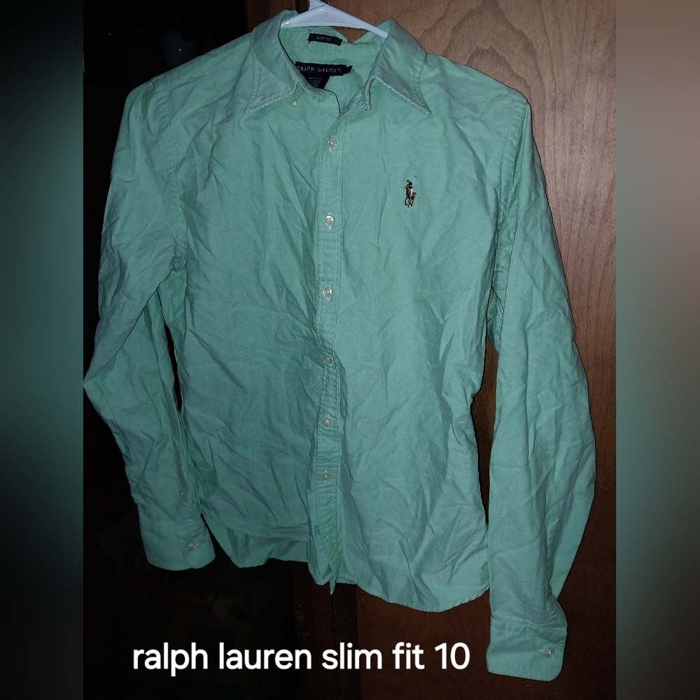 Green slim fit Ralph Lauren slim fit button up